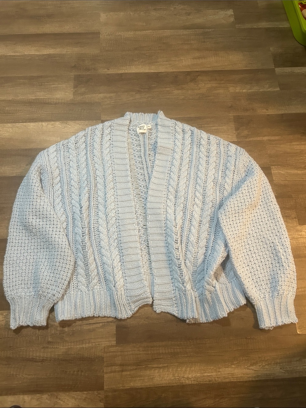 Princess Polly Women’s Pale Blue Cable Knit Oversized Cardigan  Size S/M